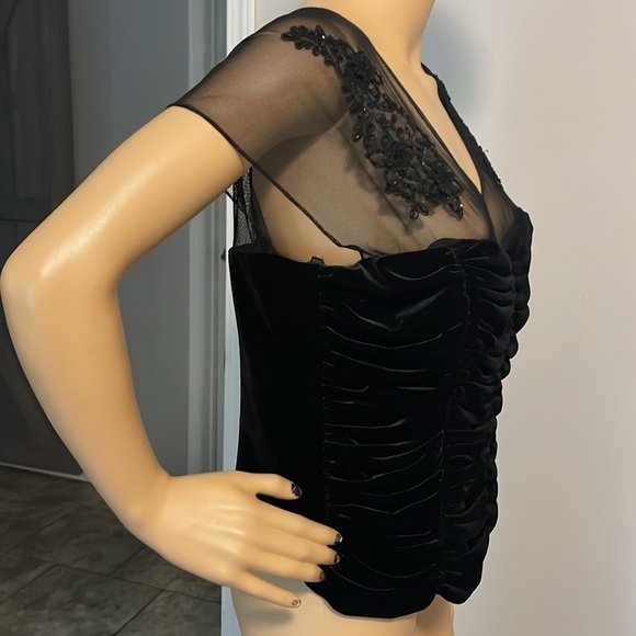 Vintage 1990 Jeffery & Dara Evening Velvet Embellished Cocktail Blouse - Picture 6 of 9